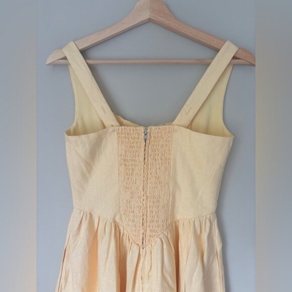NEW Reformation Balia Linen Midi Dress in Parmesan Light Yellow | US 0 UK 4 - Picture 13 of 16